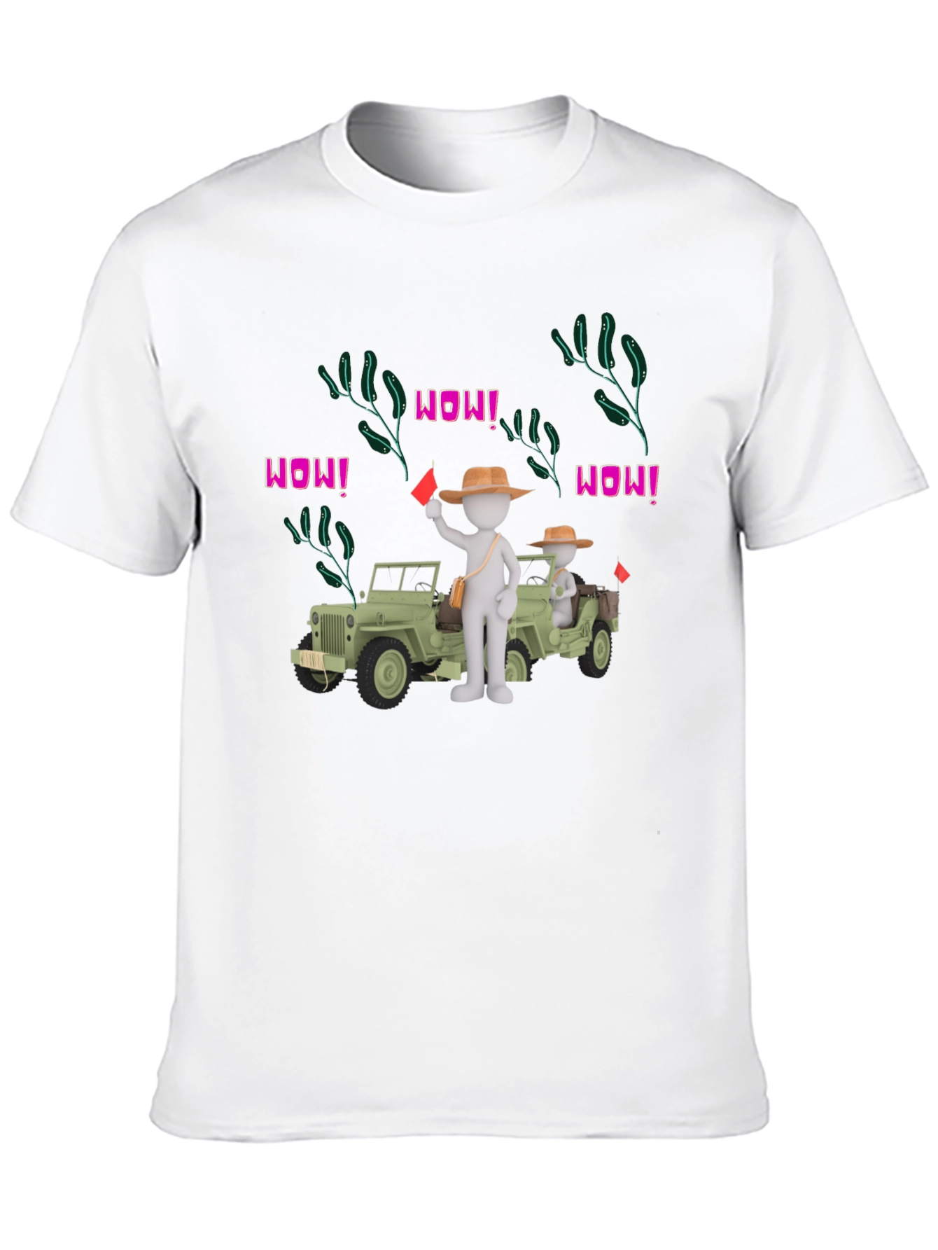 Cartoon Style Jeep Adventure Black T-Shirt