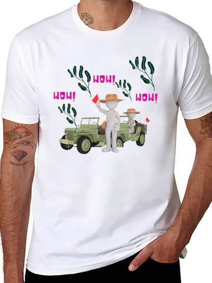 Cartoon Style Jeep Adventure Black T-Shirt