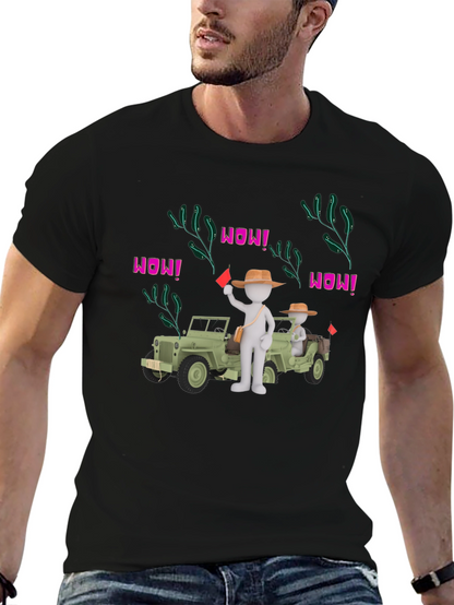 Cartoon Style Jeep Adventure Black T-Shirt