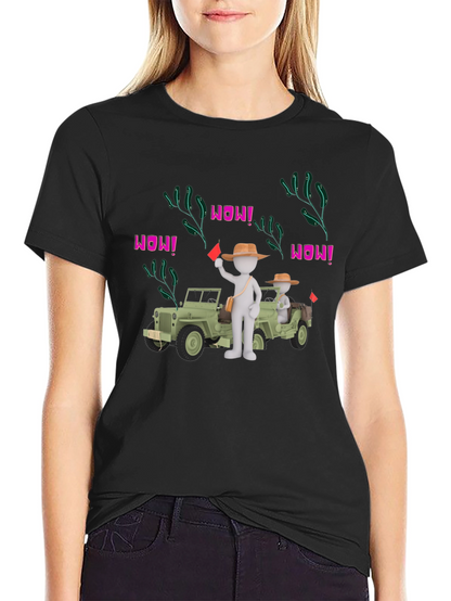 Cartoon Style Jeep Adventure Black T-Shirt