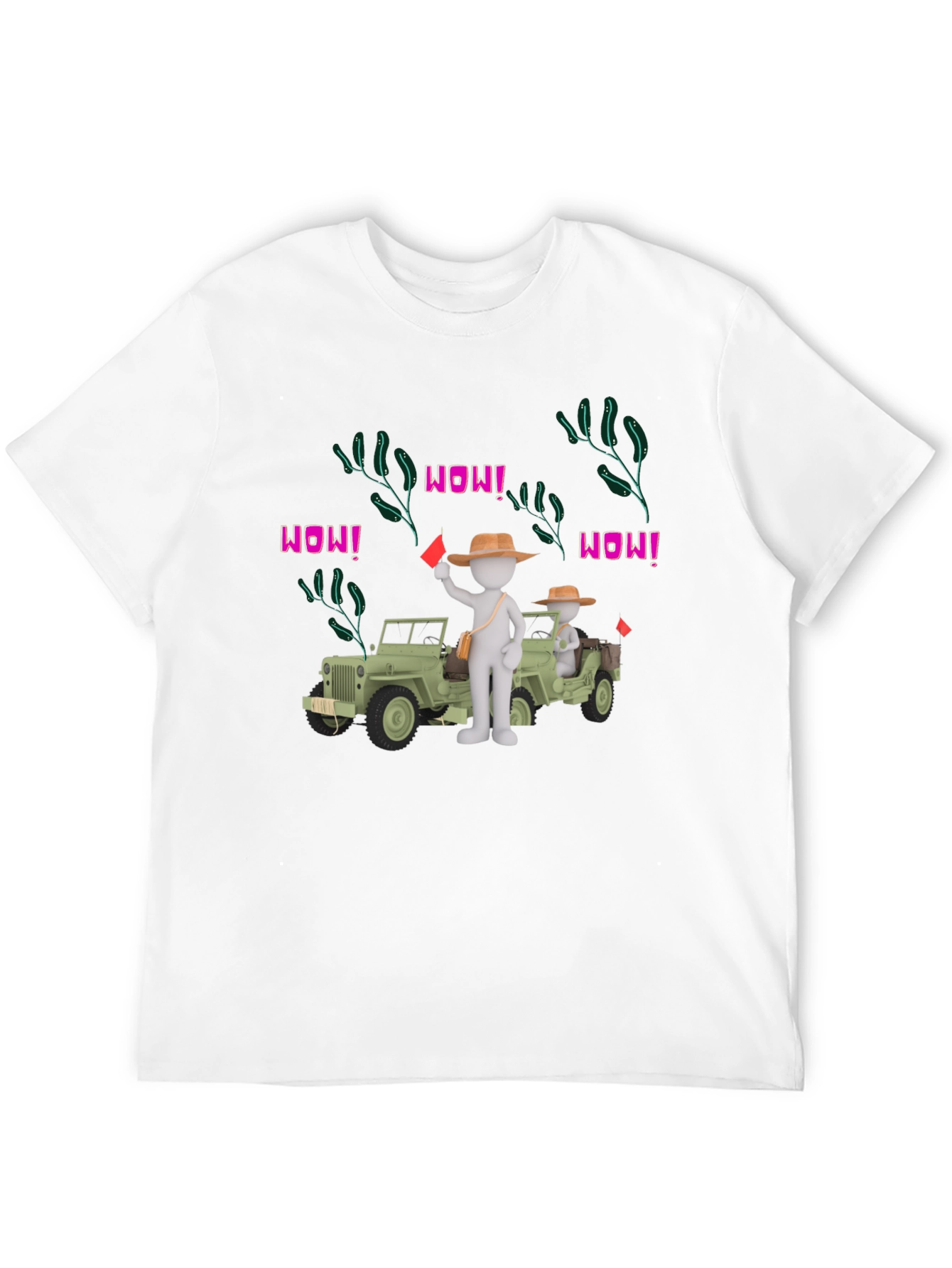 Cartoon Style Jeep Adventure Black T-Shirt