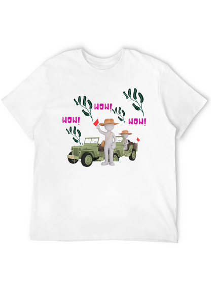 Cartoon Style Jeep Adventure Black T-Shirt
