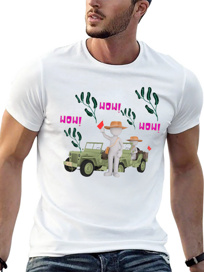 Cartoon Style Jeep Adventure Black T-Shirt