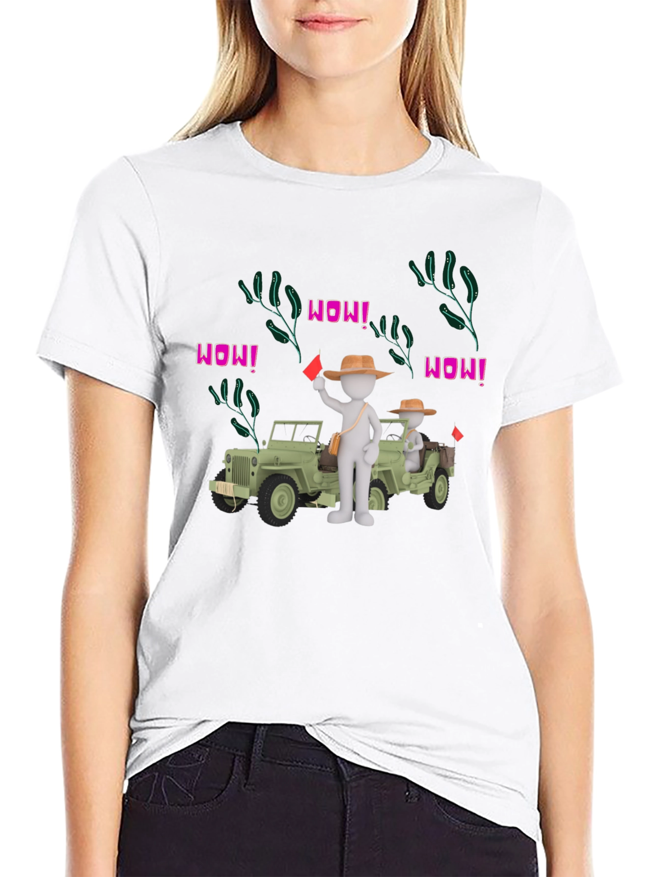 Cartoon Style Jeep Adventure Black T-Shirt