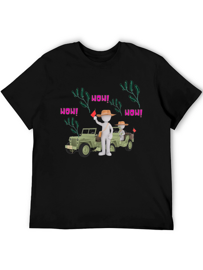 Cartoon Style Jeep Adventure Black T-Shirt