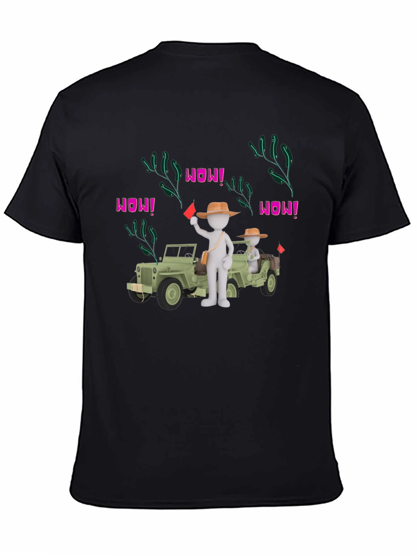 Cartoon Style Jeep Adventure Black T-Shirt
