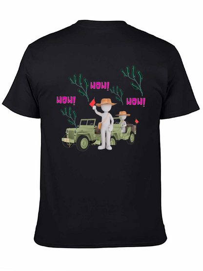 Cartoon Style Jeep Adventure Black T-Shirt
