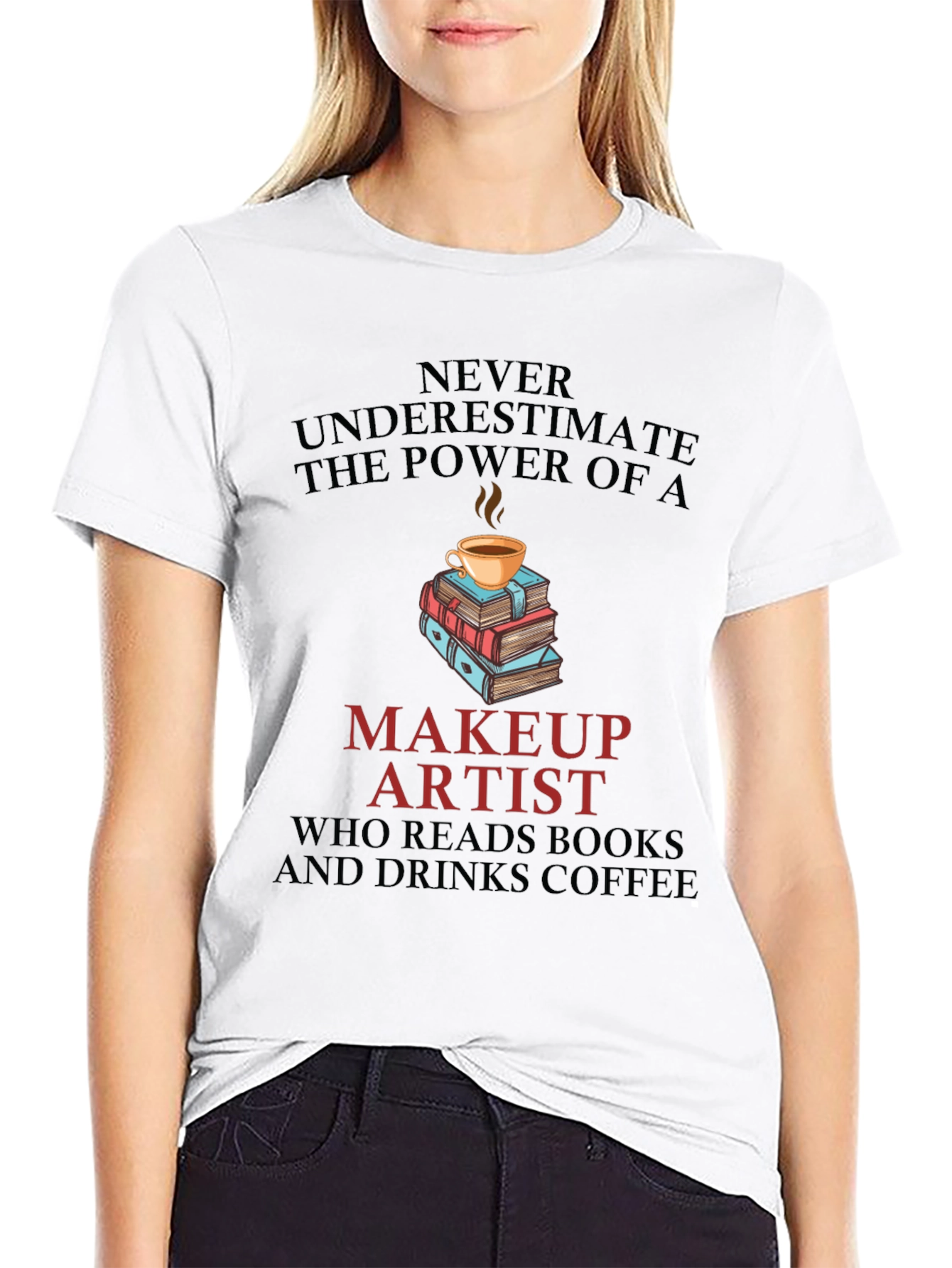 Makeup Artist Book & Coffee T-Shirt