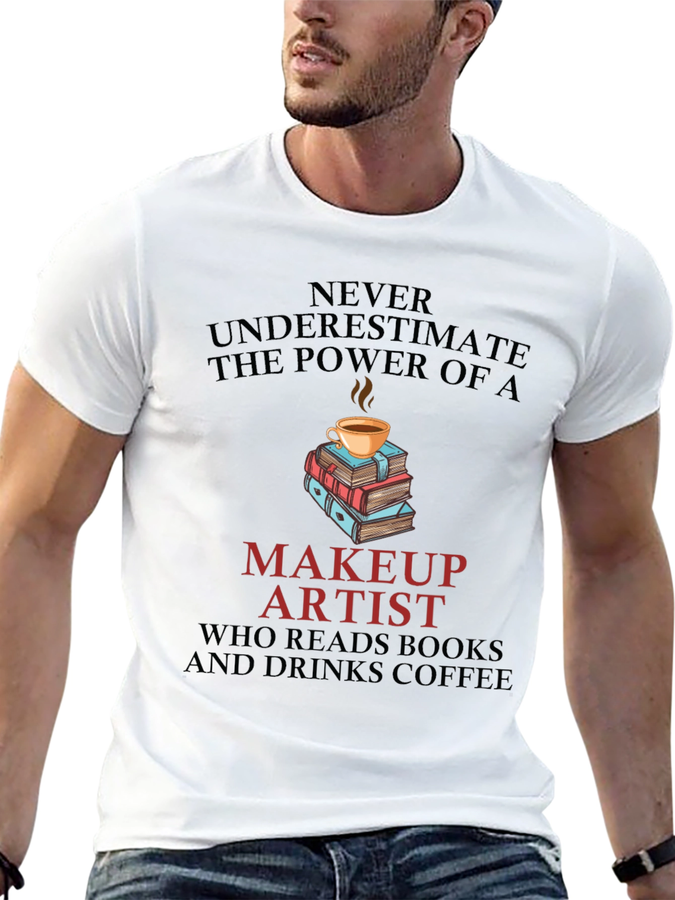 Makeup Artist Book & Coffee T-Shirt