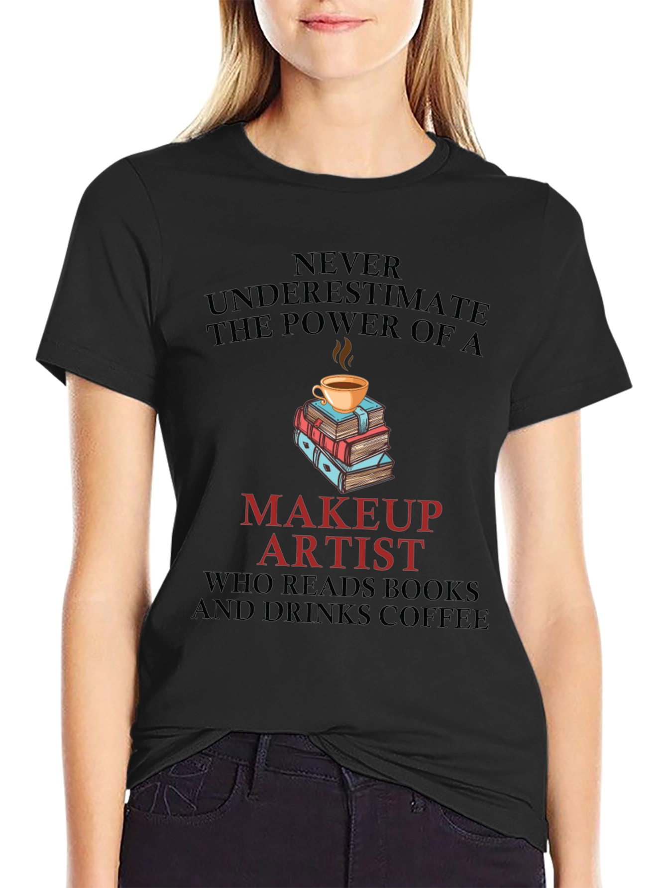 Makeup Artist Book & Coffee T-Shirt
