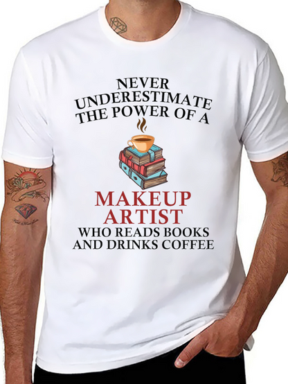 Makeup Artist Book & Coffee T-Shirt