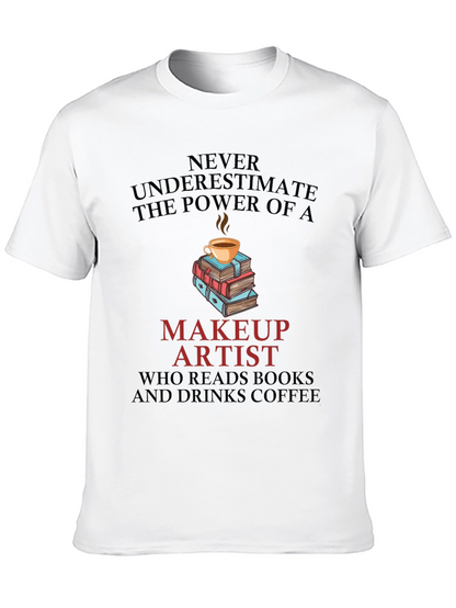Makeup Artist Book & Coffee T-Shirt