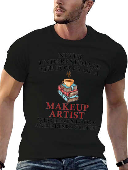 Makeup Artist Book & Coffee T-Shirt