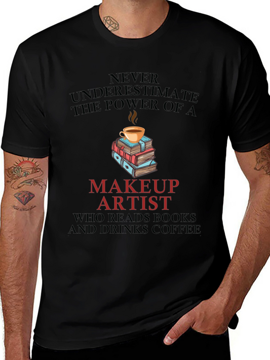 Makeup Artist Book & Coffee T-Shirt