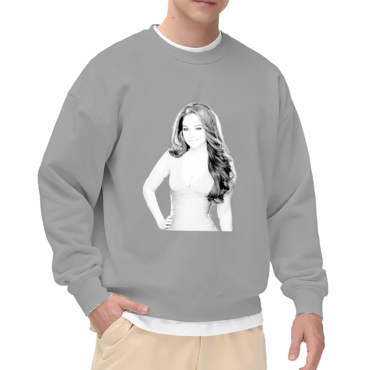 Vintage Woman Portrait Crewneck Sweatshirt - Black & White Photography Art Pullover