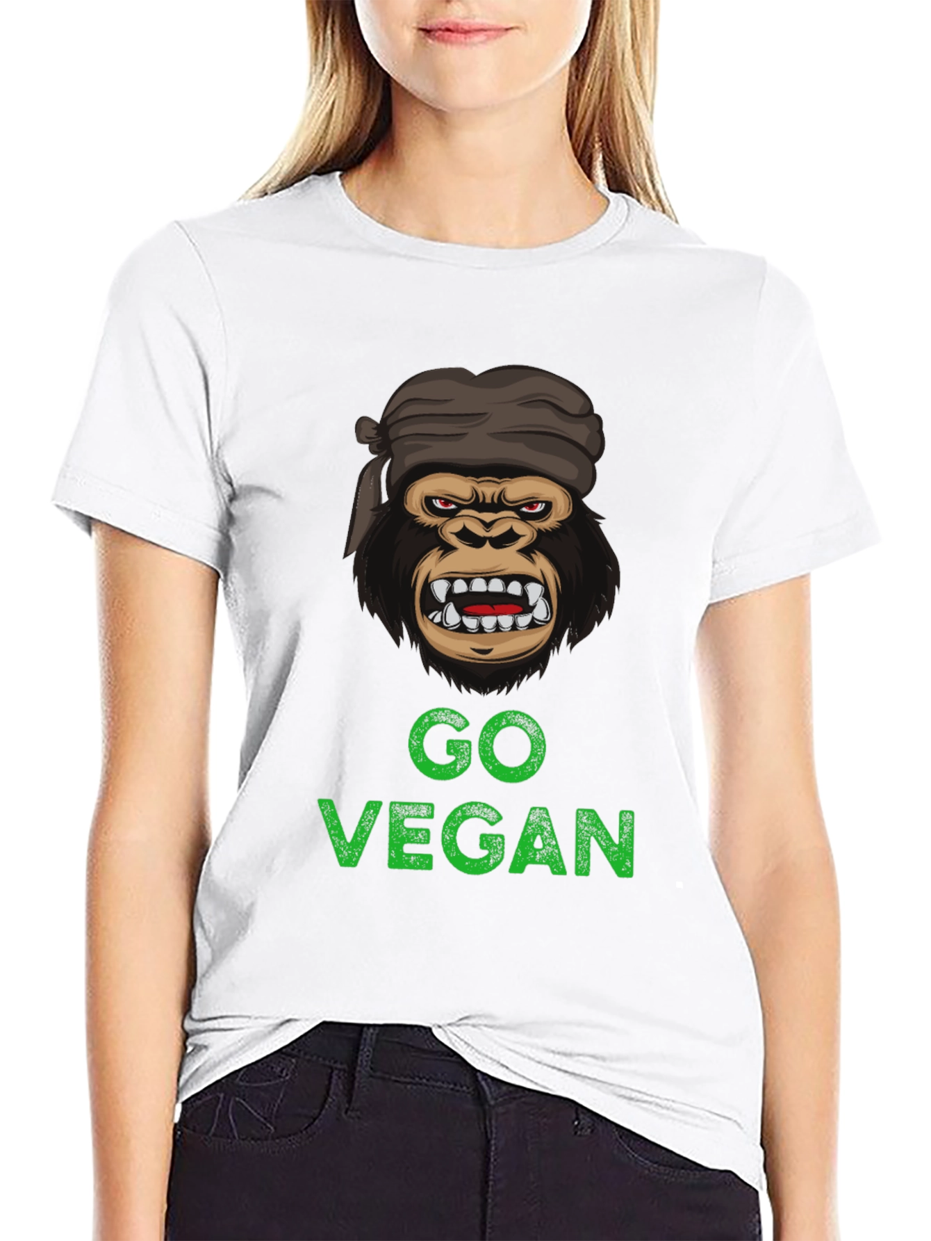 Go Vegan Gorilla Graphic T-Shirt