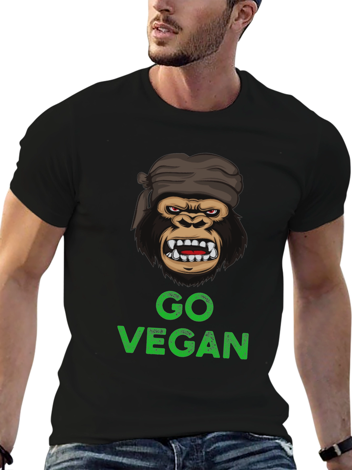 Go Vegan Gorilla Graphic T-Shirt