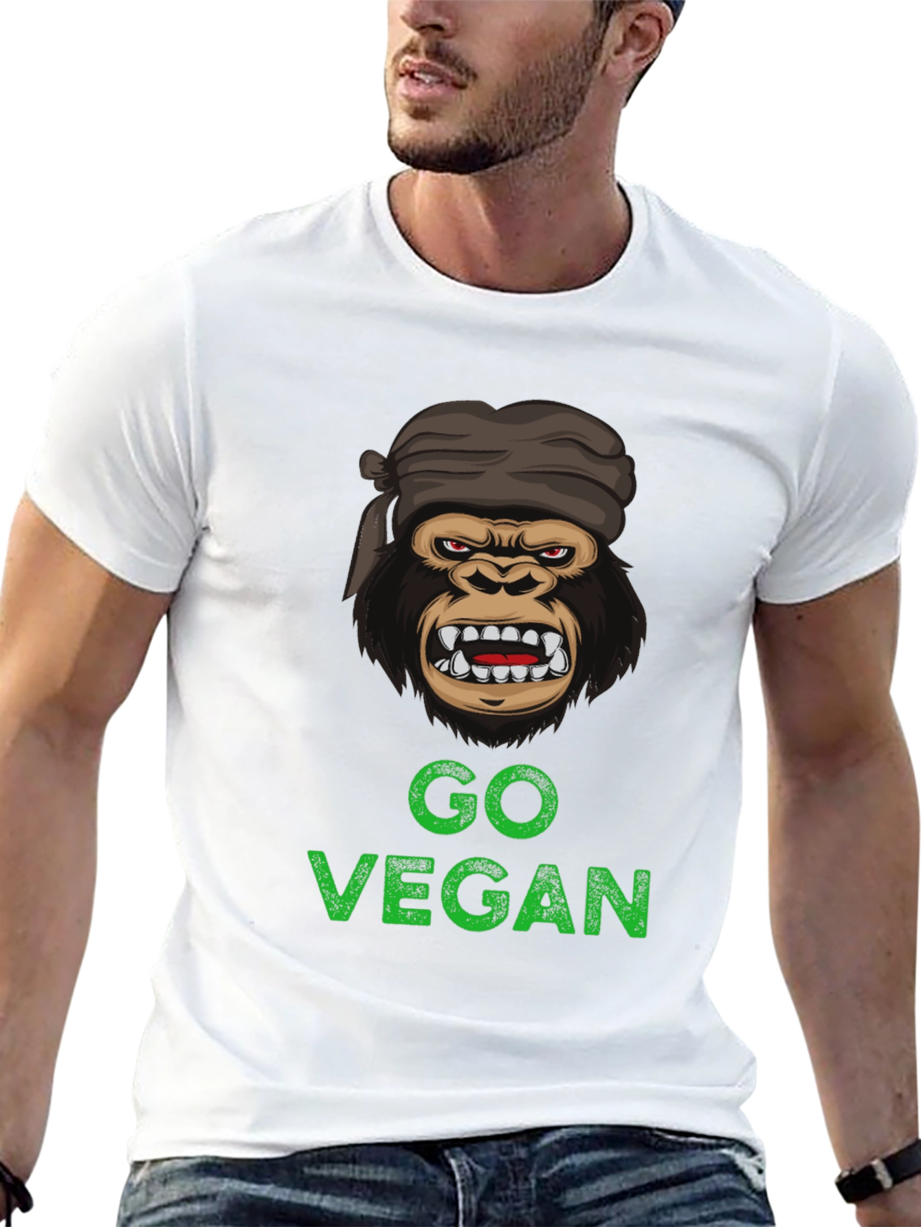 Go Vegan Gorilla Graphic T-Shirt