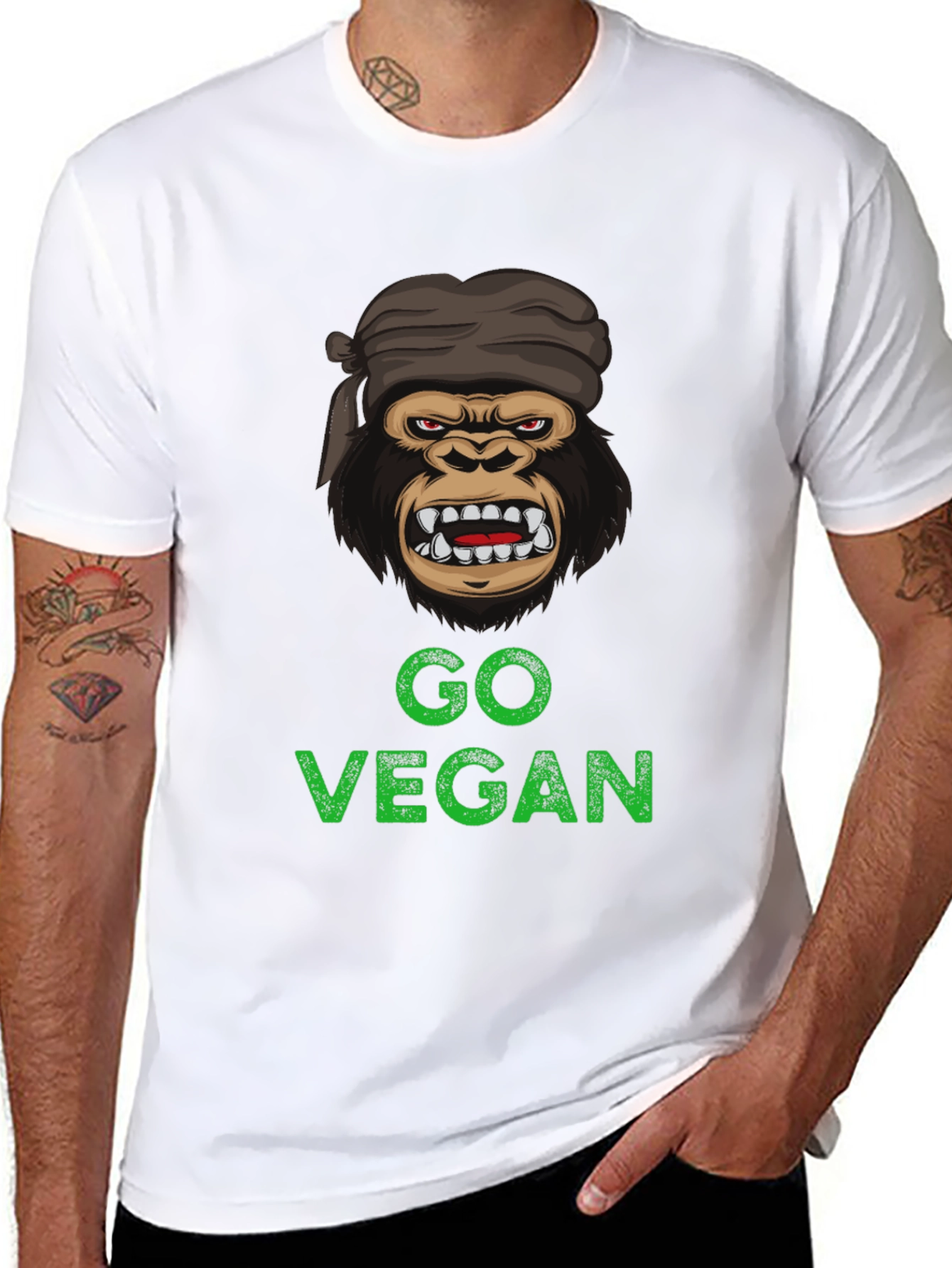 Go Vegan Gorilla Graphic T-Shirt