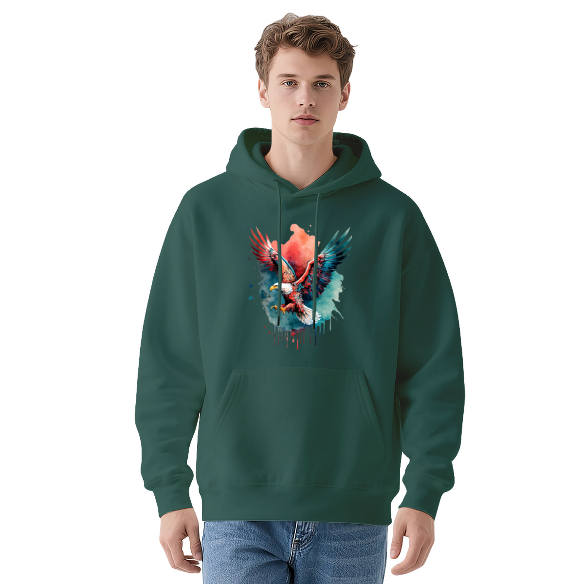 Eagle Watercolor Splash Hoodie ¨C Navy