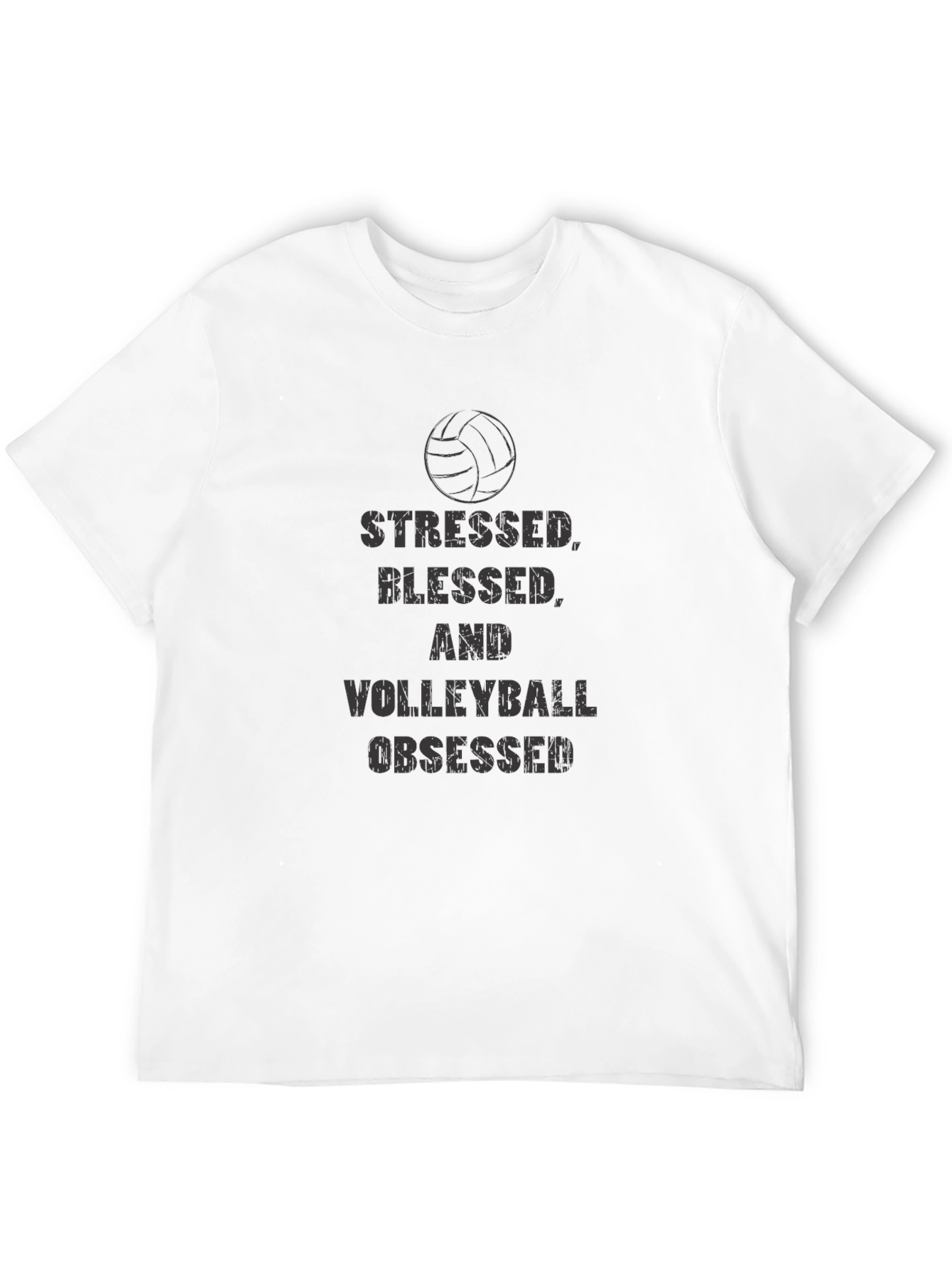 Stressed Blessed Volleyball Obsessed Black Tee