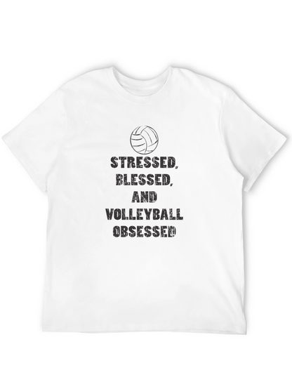 Stressed Blessed Volleyball Obsessed Black Tee