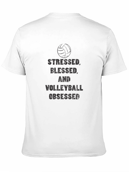 Stressed Blessed Volleyball Obsessed Black Tee