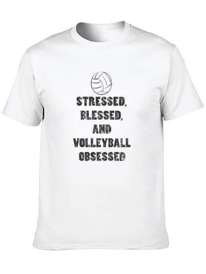 Stressed Blessed Volleyball Obsessed Black Tee