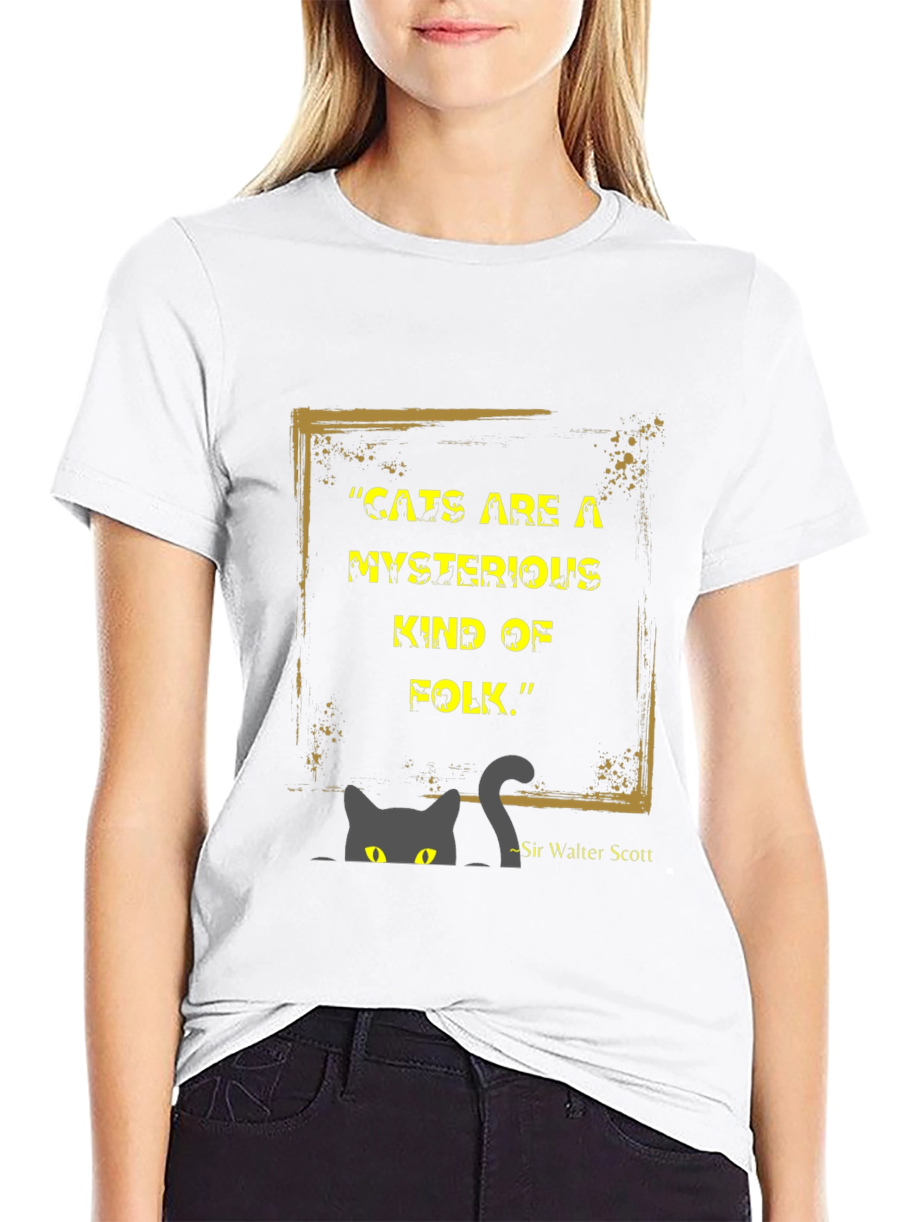 Mysterious Cat Quote Graphic Tee - Unique Style