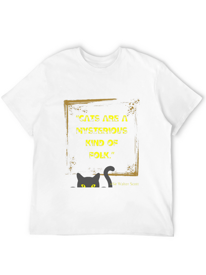 Mysterious Cat Quote Graphic Tee - Unique Style
