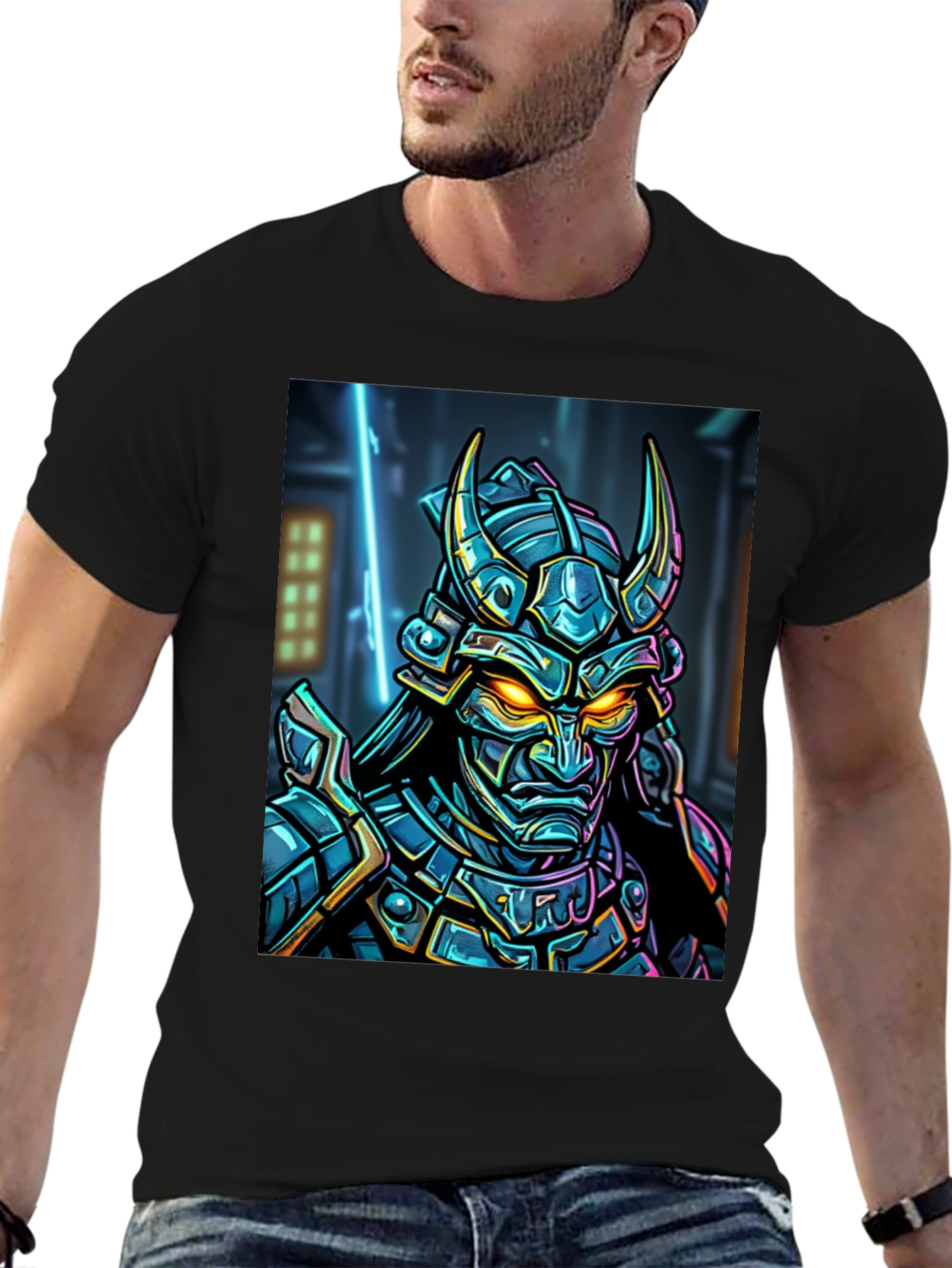 Samurai Warrior Graphic T-Shirt - Black