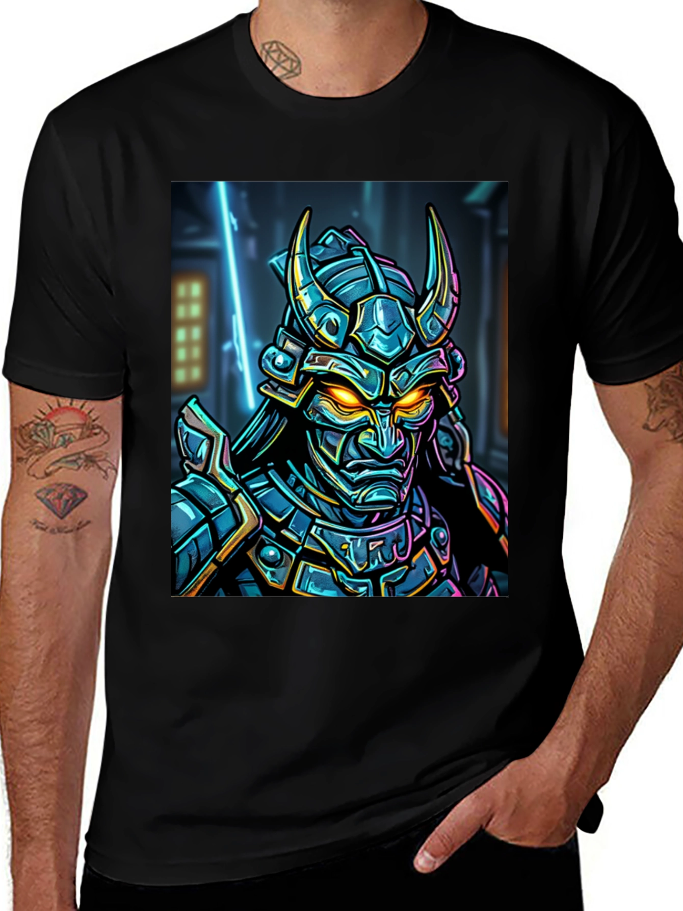 Samurai Warrior Graphic T-Shirt - Black