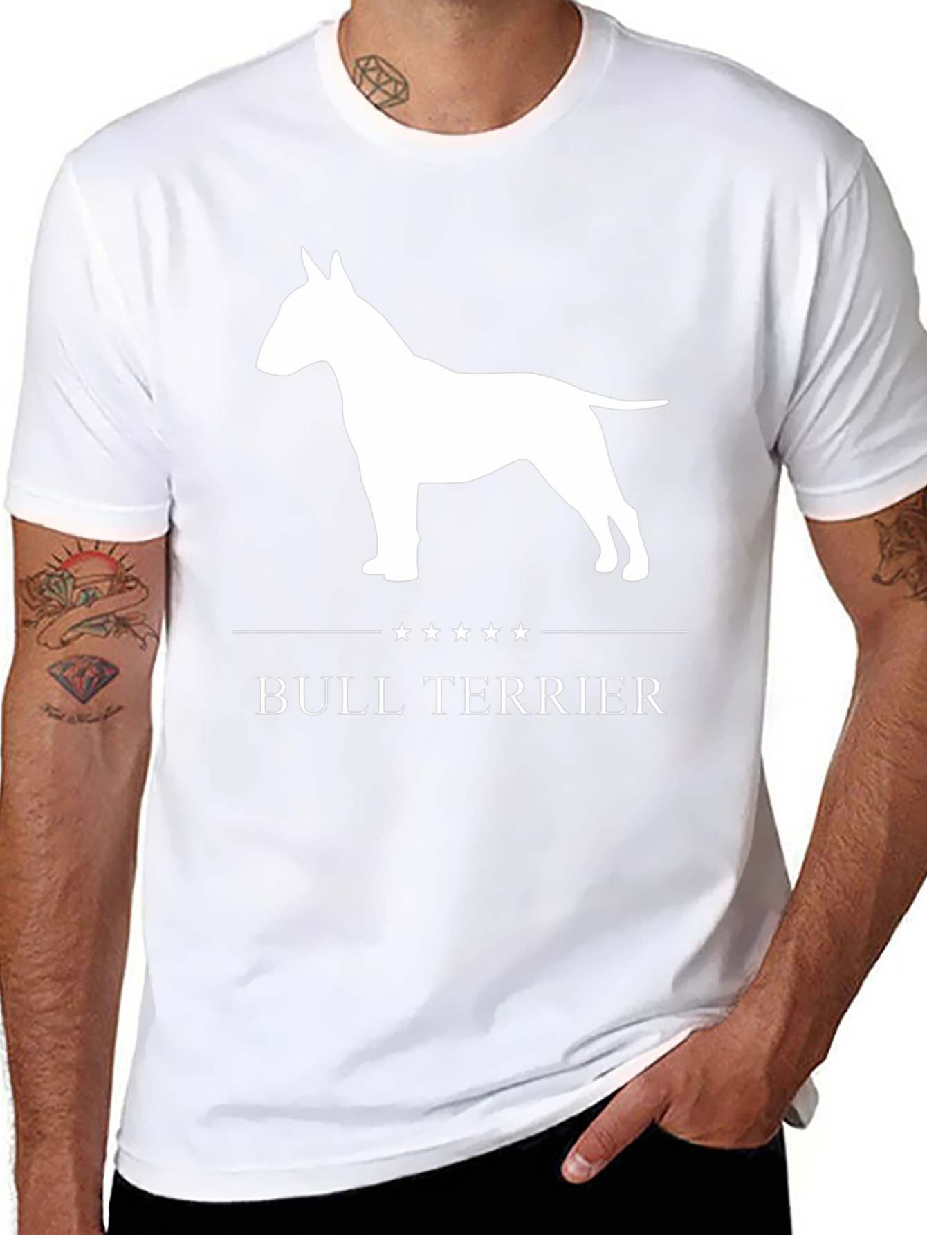 Bull Terrier Dog Graphic Tee - Black Cotton T-Shirt