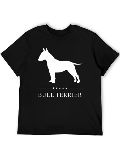 Bull Terrier Dog Graphic Tee - Black Cotton T-Shirt