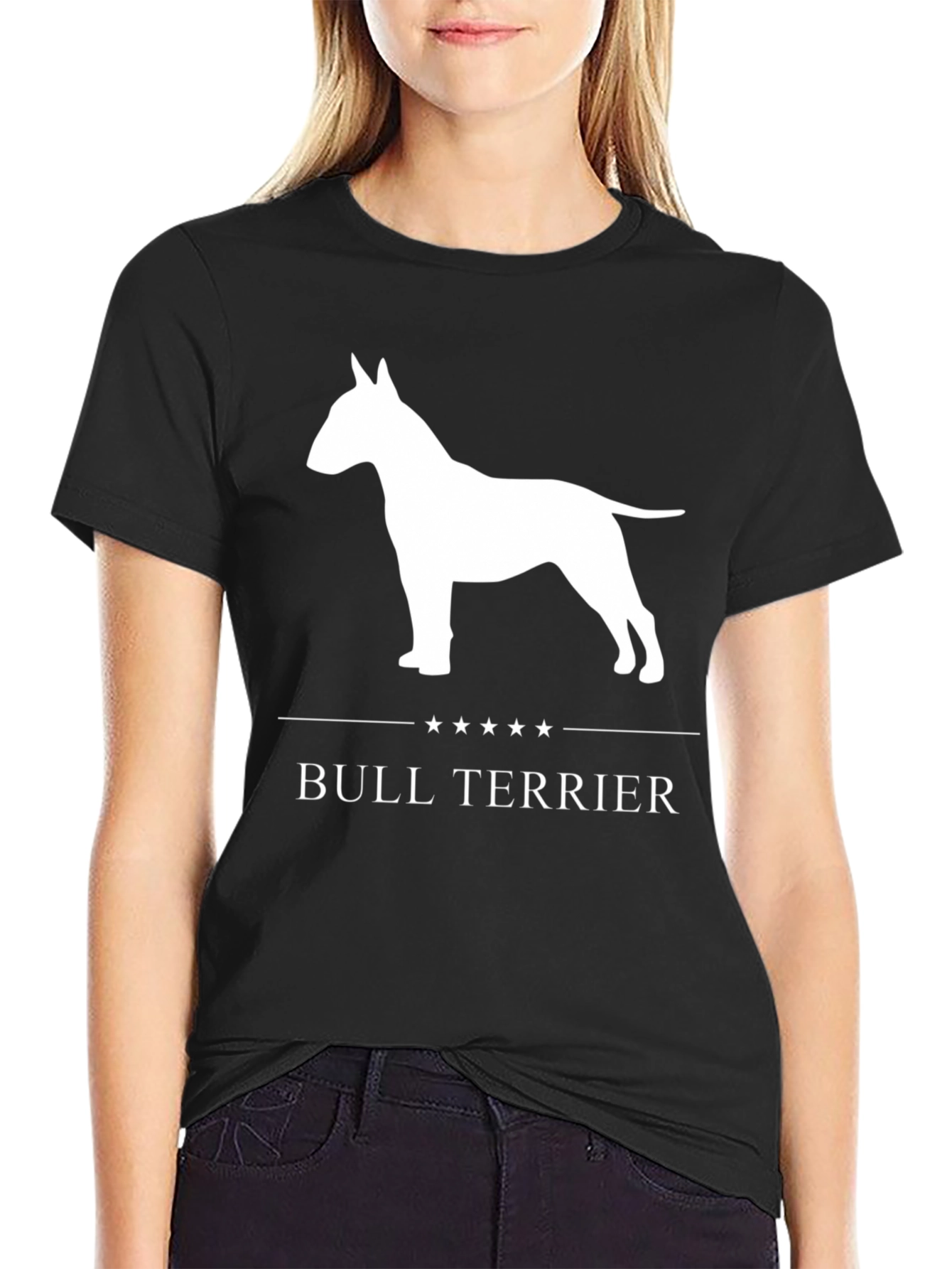 Bull Terrier Dog Graphic Tee - Black Cotton T-Shirt