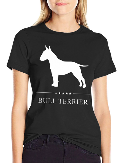 Bull Terrier Dog Graphic Tee - Black Cotton T-Shirt