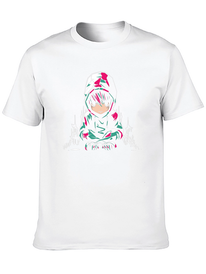 Anime Character Graphic Print Black T-Shirt