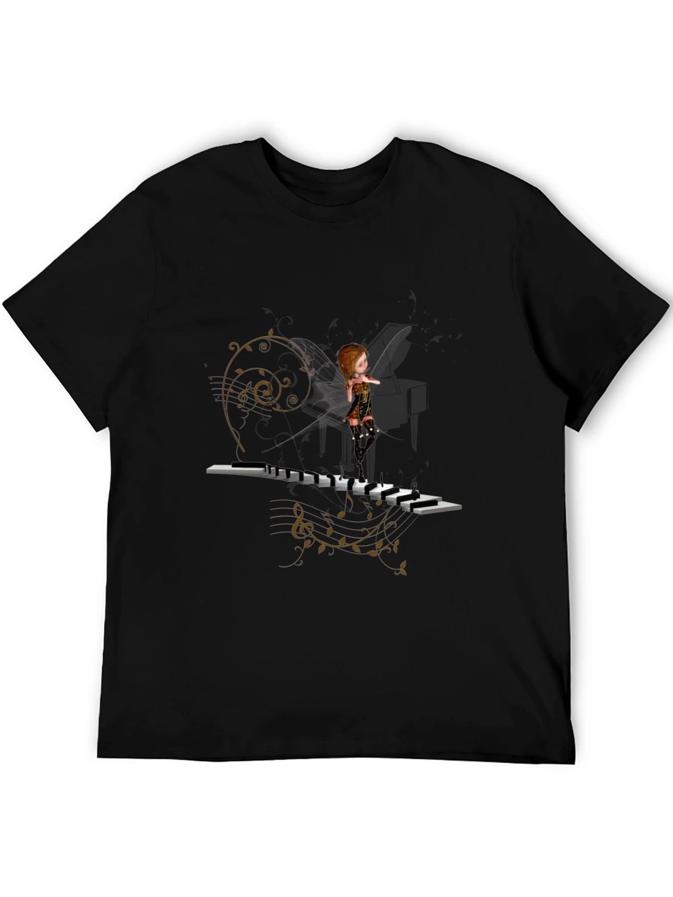 Piano Fairy Black T-Shirt