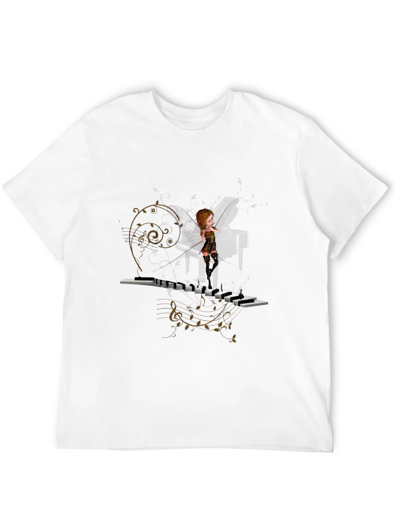 Piano Fairy Black T-Shirt