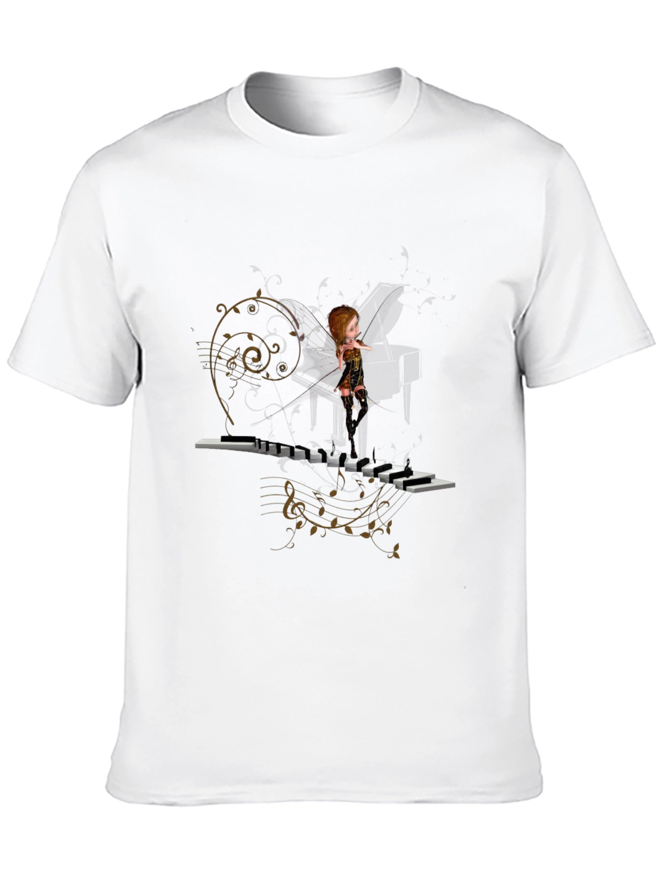 Piano Fairy Black T-Shirt
