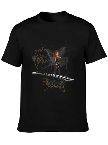 Piano Fairy Black T-Shirt