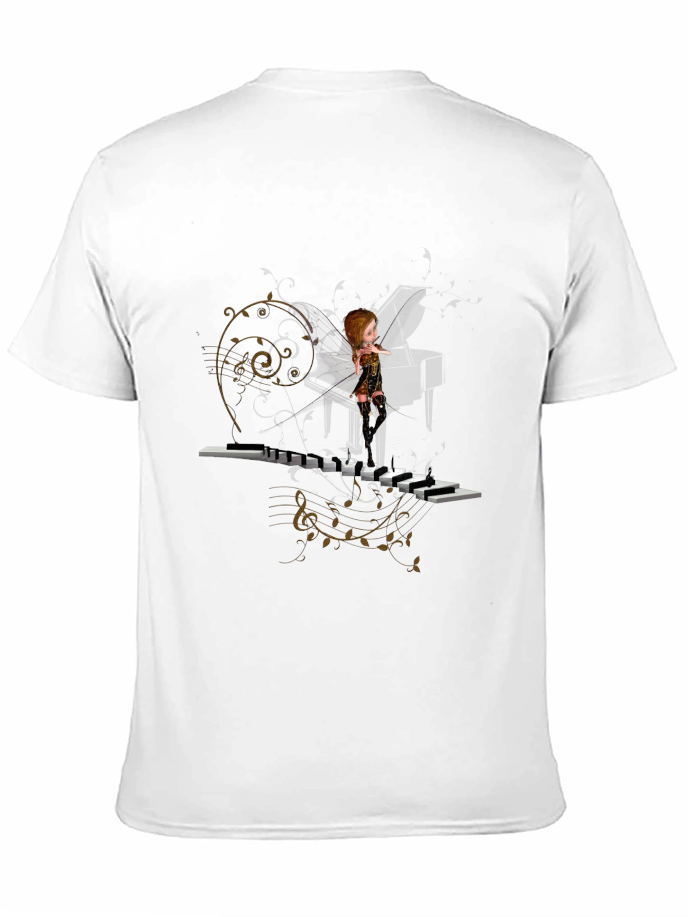 Piano Fairy Black T-Shirt