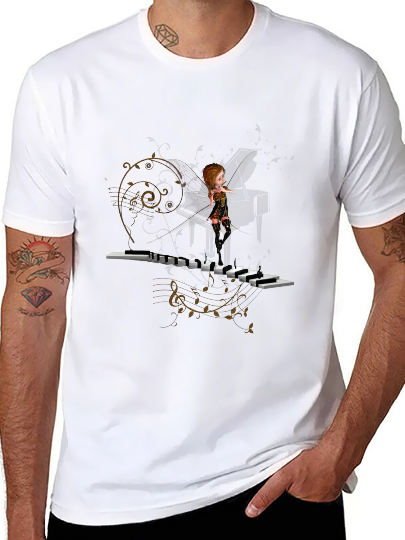 Piano Fairy Black T-Shirt