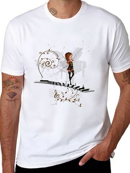 Piano Fairy Black T-Shirt