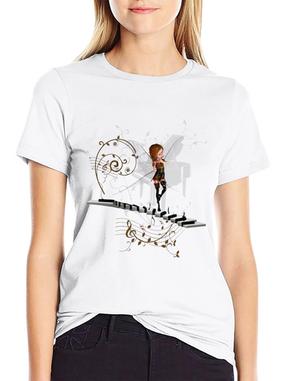 Piano Fairy Black T-Shirt