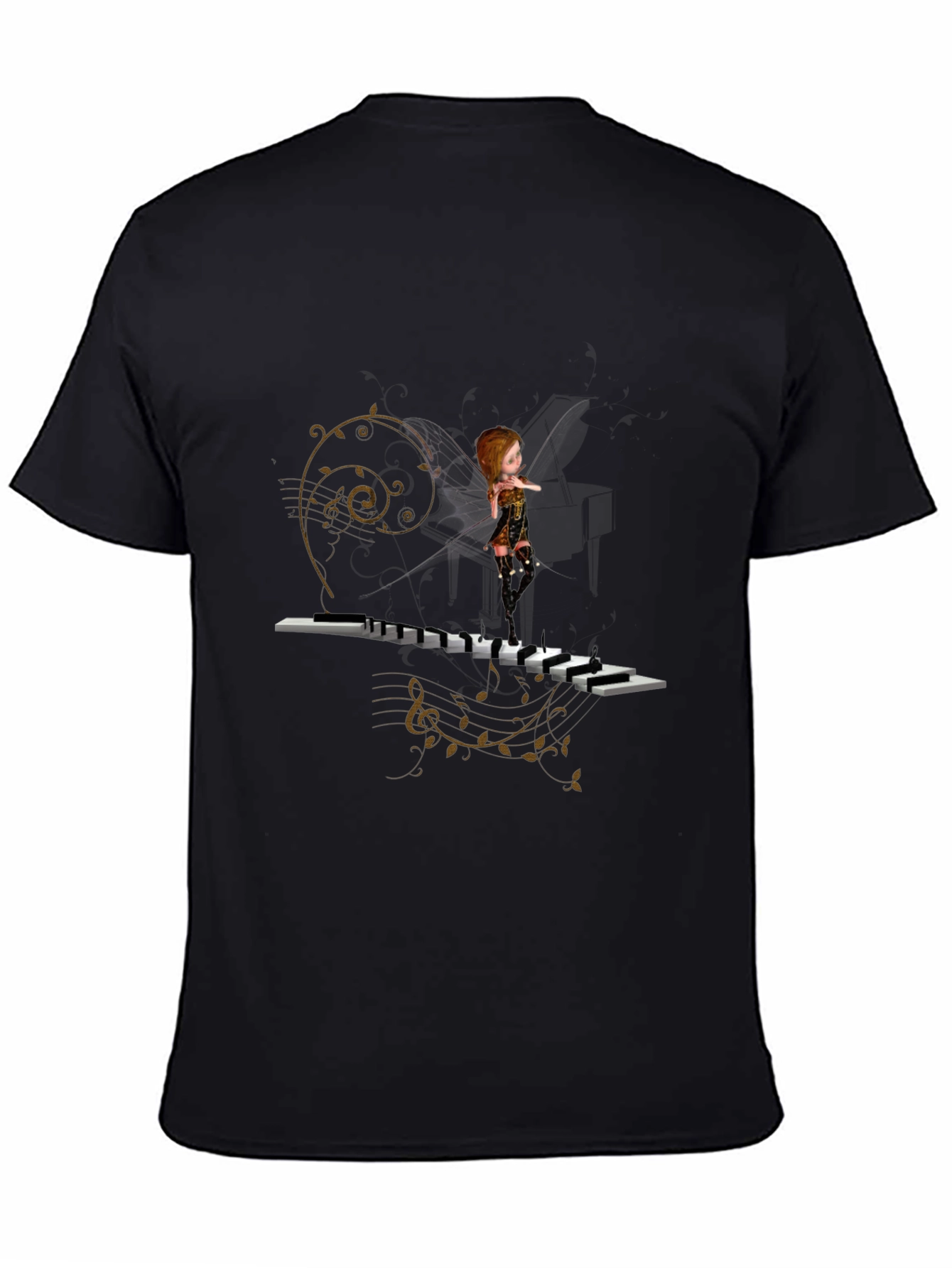 Piano Fairy Black T-Shirt