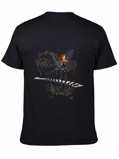 Piano Fairy Black T-Shirt