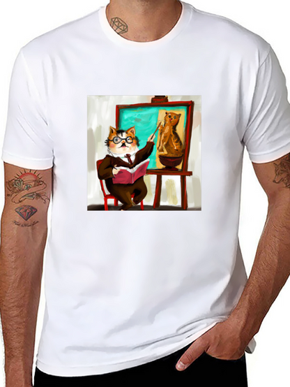 Professor Cat Black T-Shirt - Funny Unique Design