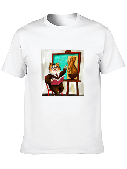 Professor Cat Black T-Shirt - Funny Unique Design