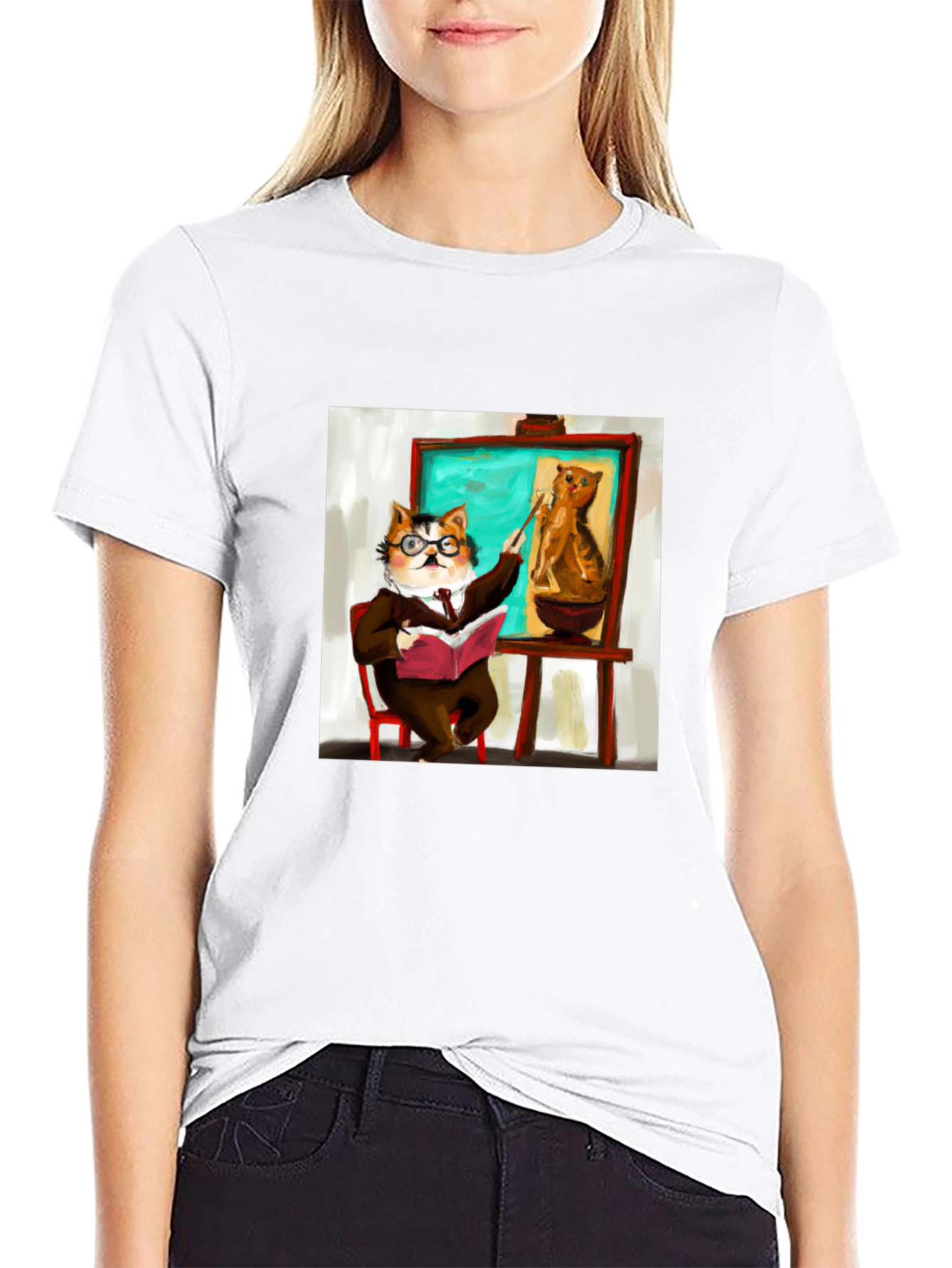 Professor Cat Black T-Shirt - Funny Unique Design